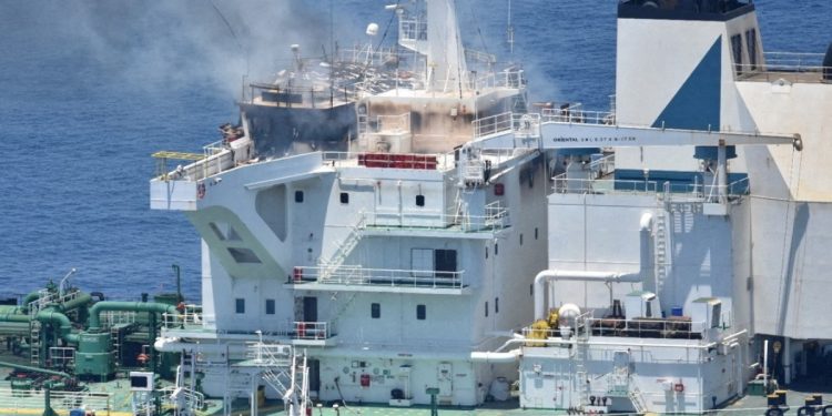Greek tanker attacked in Red Sea appears to be leaking oil, US says